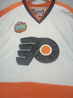 Reebok White and Orange Philadelphia Flyers Winter Classic 2010 Jersey Size 50